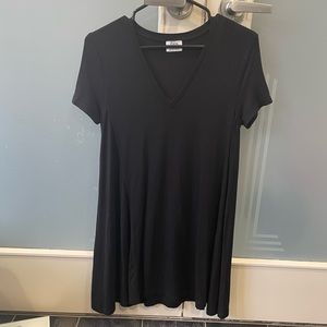 Zara Black V-Neck Short Sleeve Dress Sz S
